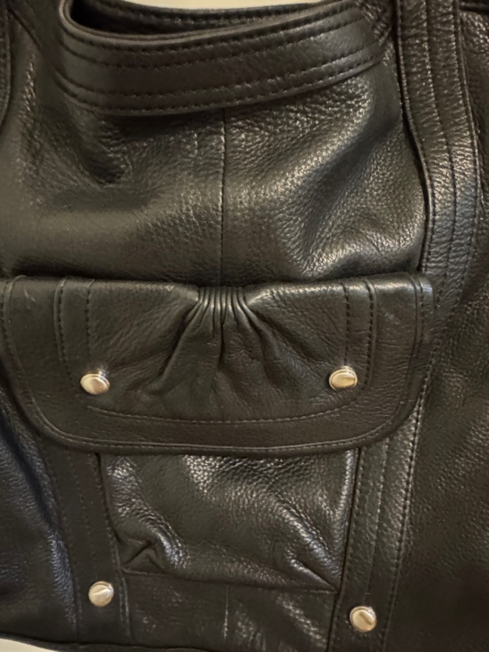 B. Makowsky Black Leather Shoulder Bag - Picture 6 of 7